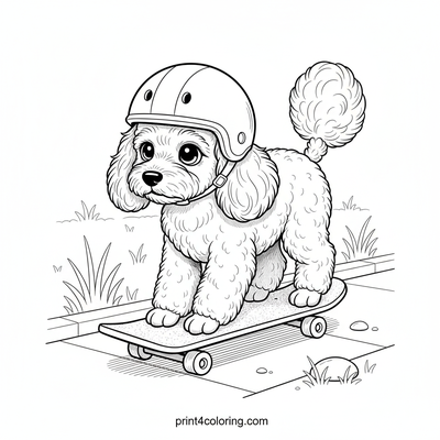 Poodle's Skateboard Debut - free printable coloring page