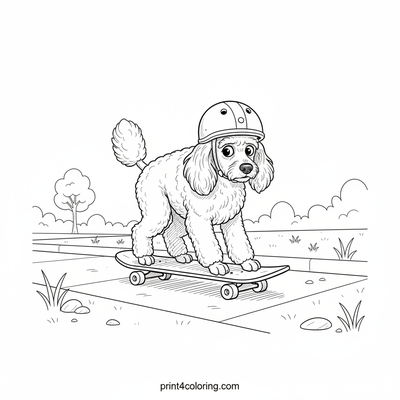 Poodle's Skateboard Debut - free printable coloring page