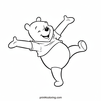 Pooh's Happy Stretching Time - free printable coloring page