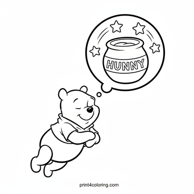 Winnie the Pooh's Sweetest Hunny Dream - free printable coloring page