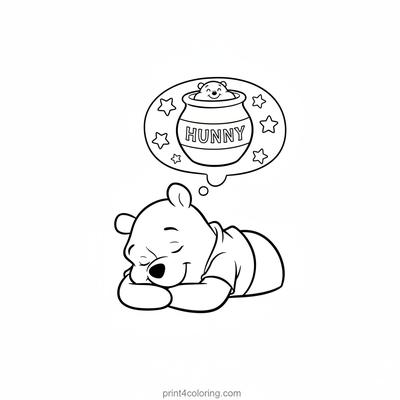 Winnie the Pooh's Sweetest Hunny Dream - free printable coloring page