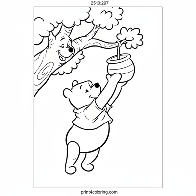 Pooh's Sweetest Hunny Hunt - free printable coloring page
