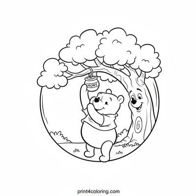 Winnie the Pooh's Sweet Hunny Reach - free printable coloring page