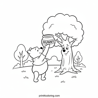 Pooh's Sweet Hunny Pot Adventure - free printable coloring page