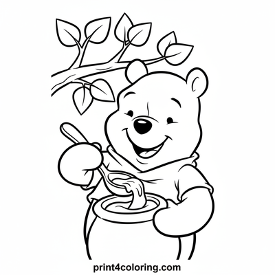 Winnie the Pooh's Sweetest Hunny Moment - free printable coloring page