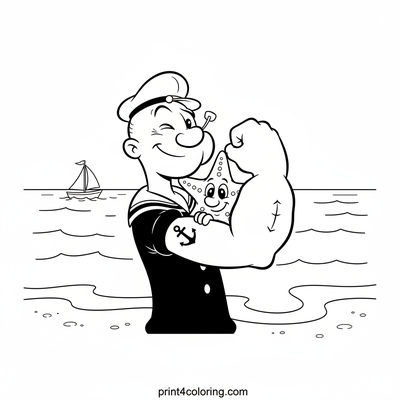 Popeye's Friendly Flex Fun - free printable coloring page