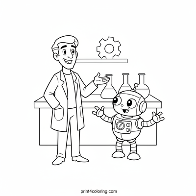Professor Utonium's Robotic Debut - free printable coloring page