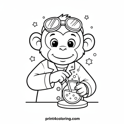 Professor Monkey's Magical Potion Lab - free printable coloring page