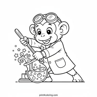 Professor Monkey's Sweet Science - free printable coloring page