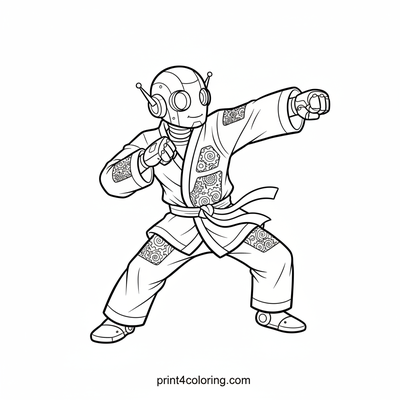 Professor Percival's Taekwondo Tangle - free printable coloring page