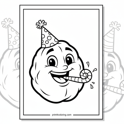 Pruney's Wacky Hat Party Portrait - free printable coloring page