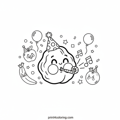 Pruney's Super Silly Hat Party! - free printable coloring page