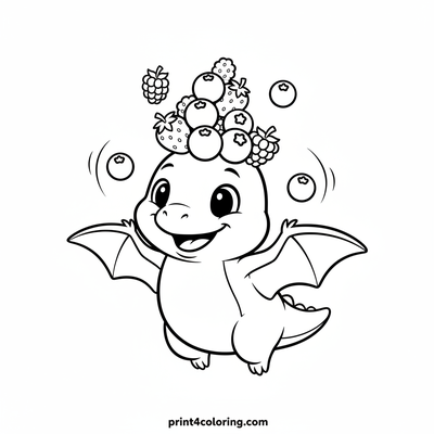 Goofy Pterodactyl's Berry Treat - free printable coloring page