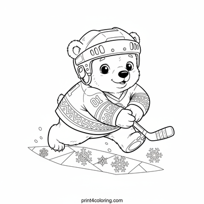 Arctic Ace: Puck-tastic Polar Bear Cub - free printable coloring page