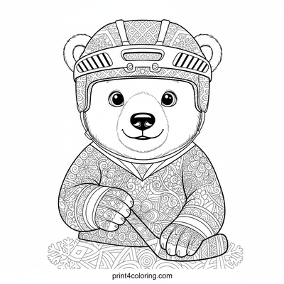 Arctic Ace: Puck-tastic Polar Bear Cub - free printable coloring page