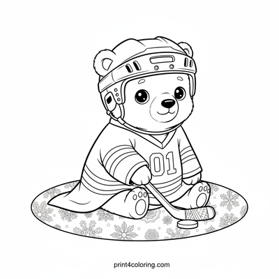 Puck-tastic Polar Bear Cub's First Game - free printable coloring page