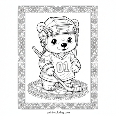 Puck-tastic Polar Bear Cub's Winter Game - free printable coloring page
