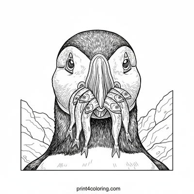 Puffin's Fishy Feat - free printable coloring page