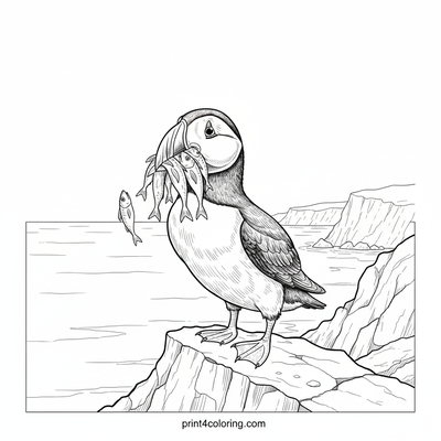 Puffin's Epic Fish Haul - free printable coloring page