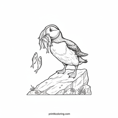 Puffin's Hilarious Fish Haul Challenge - free printable coloring page
