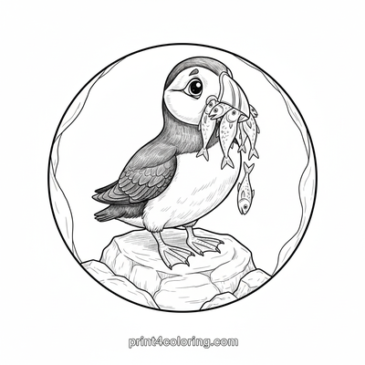 Puffin's Epic Fish Haul - free printable coloring page