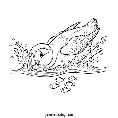 Puffin's Daring Dive - free printable coloring page