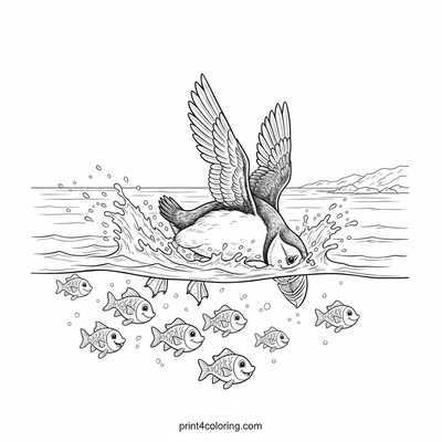 Puffin's Underwater Hunt - free printable coloring page