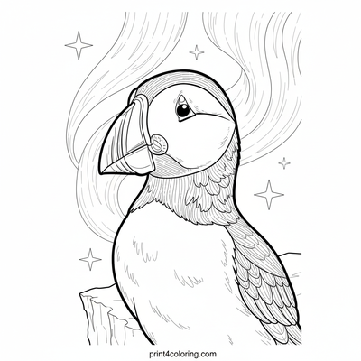 Puffin's Aurora Serenade - free printable coloring page
