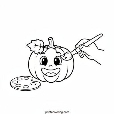 Happy Little Pumpkin Painter - free printable coloring page