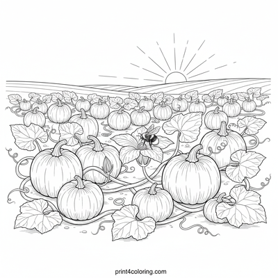 Golden Harvest Pumpkin Patch - free printable coloring page