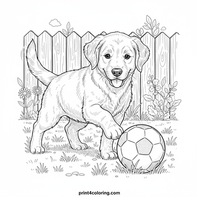 Puppy's Paw-some Soccer Try - free printable coloring page