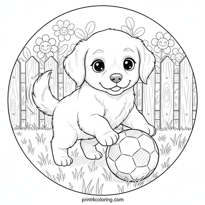 Adorable Puppy's First Kick - free printable coloring page