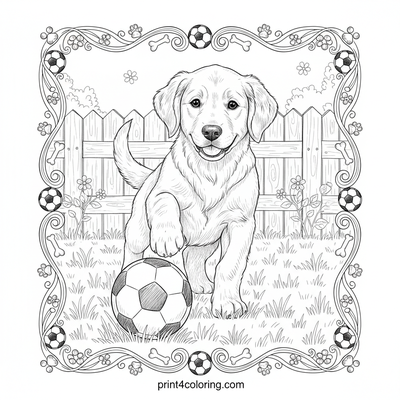 Playful Puppy's Soccer Debut - free printable coloring page
