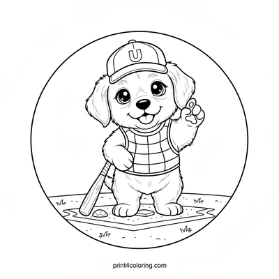 The Adorable Puppy Umpire's Big Call - free printable coloring page