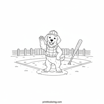 The Golden Retriever Umpire's Grand Slam Call - free printable coloring page