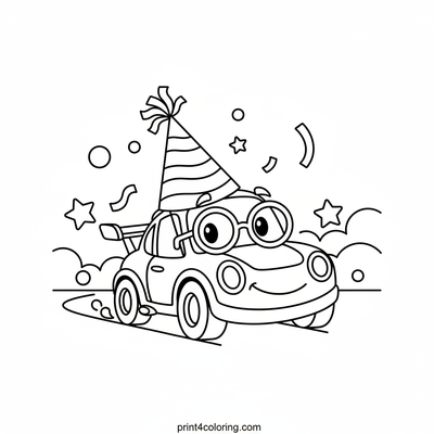 Silly Race Car Celebration - free printable coloring page