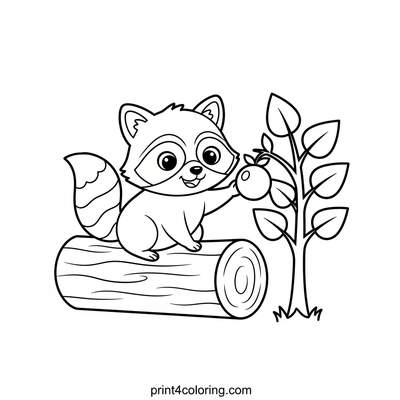 Racoon's Balancing Berry Grab - free printable coloring page