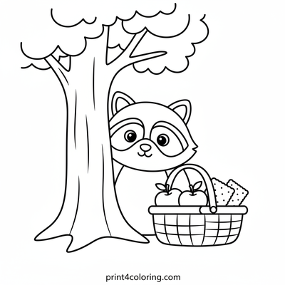 Curious Raccoon's Picnic Discovery - free printable coloring page