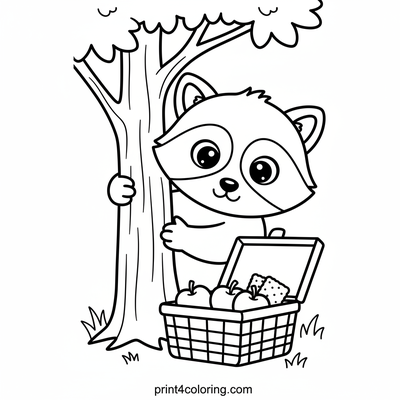 Rocky the Racoon's Picnic Surprise - free printable coloring page