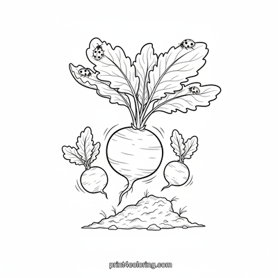 The Radish Family's Garden Adventure - free printable coloring page