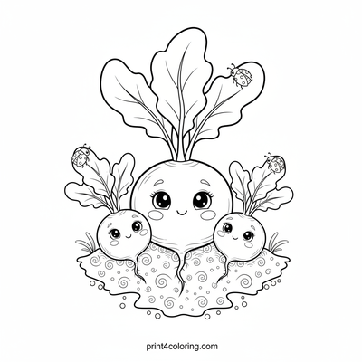 Rooted in Love: The Radish Family Garden - free printable coloring page