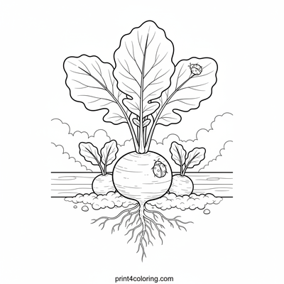 The Radish Family's Garden Home - free printable coloring page