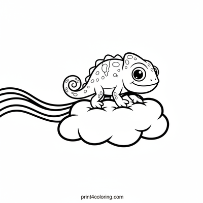 Magical Rainbow Chameleon Cloud Walk - free printable coloring page