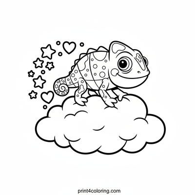 Rainbow Chameleon Cloud Wanderer - free printable coloring page