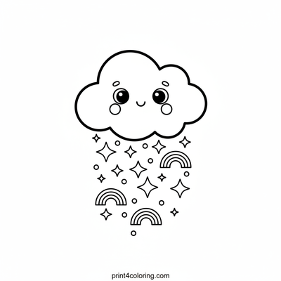 Smiling Cloud's Sparkle & Rainbow Rain - free printable coloring page