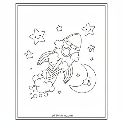 Rainbow Cloud Rocket's Stardust Adventure - free printable coloring page