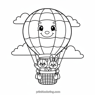 Teddy & Bunny's Rainbow Balloon Adventure - free printable coloring page