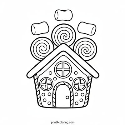 Magical Rainbow Lollipop House - free printable coloring page