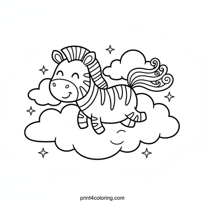 Sky-High Rainbow Zebra Dream - free printable coloring page