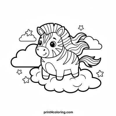 Dreamy Rainbow Zebra in the Clouds - free printable coloring page